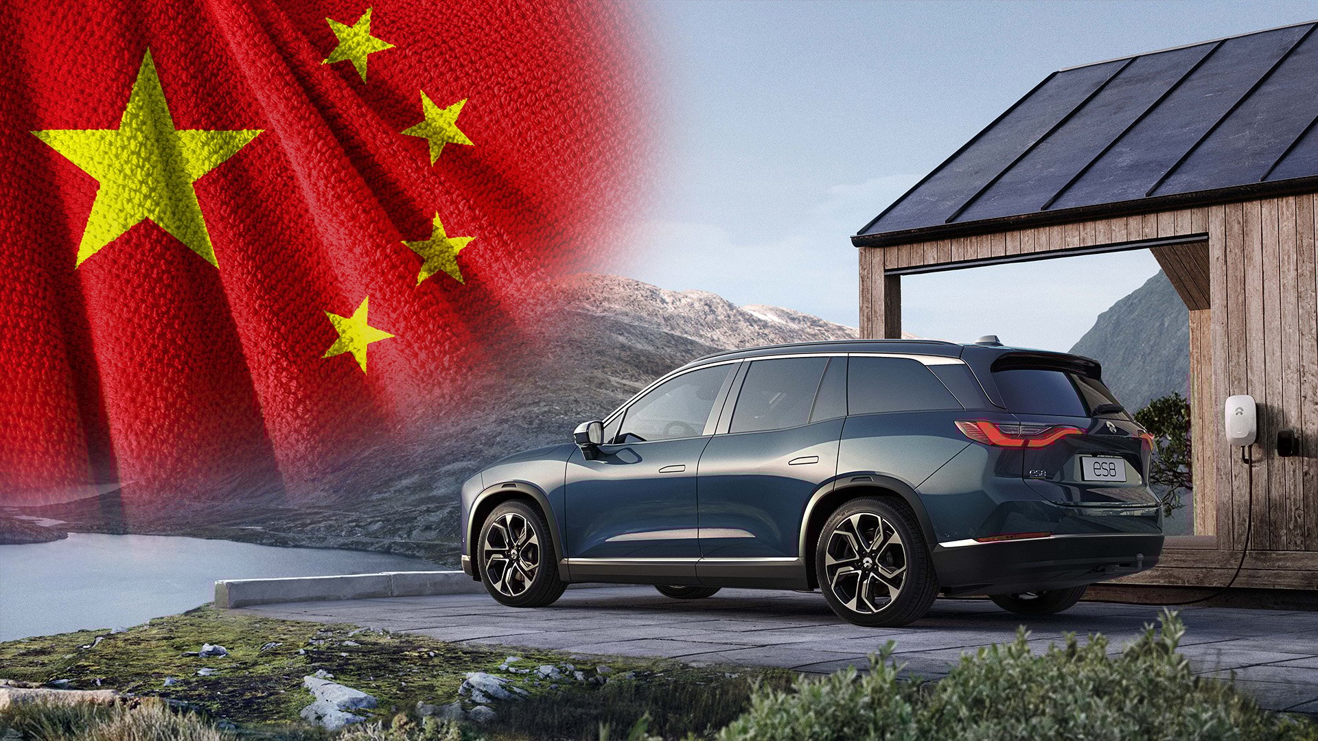 Nio ES8 och kinesisk flagga