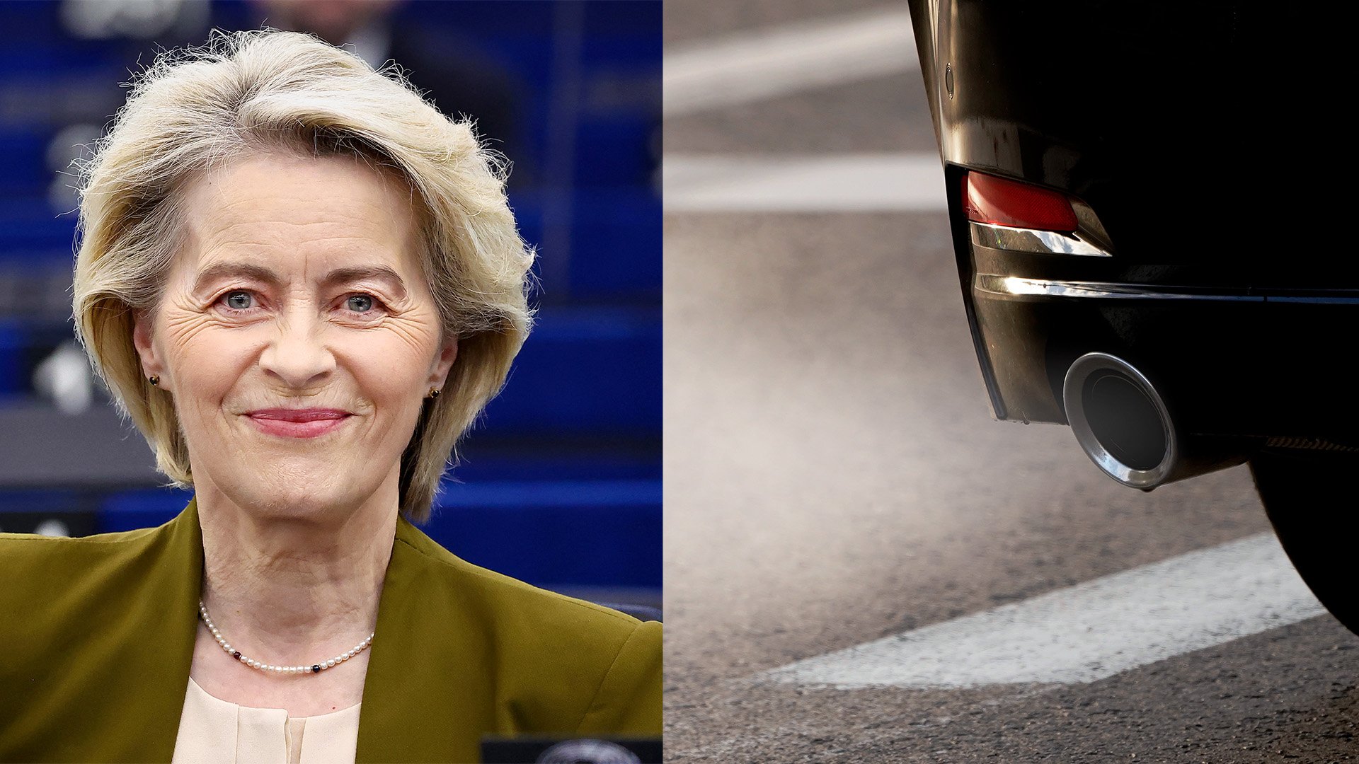 Ursula van der Leyen och och ett avgasrör