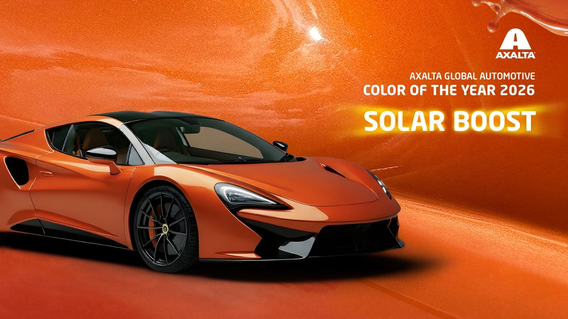 Axaltas Solar Boost, årets bilfärg 2026, i orange metallic på sportbil