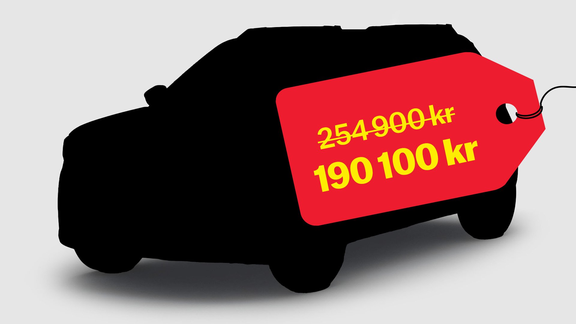 Fiat Grande Panda i siluett med prislapp