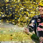 Sebastian Vettel firar vinst i Race of Champions i Düsseldorf