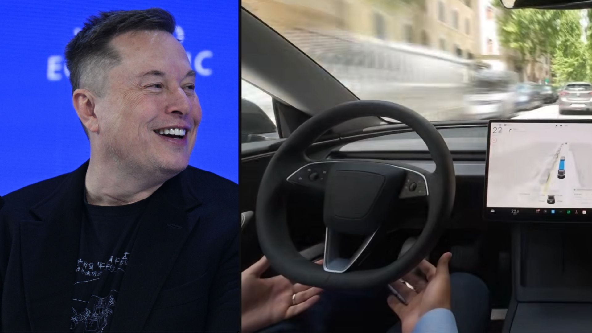 Teslas självkörande Full Self-Driving-system i bilinteriör