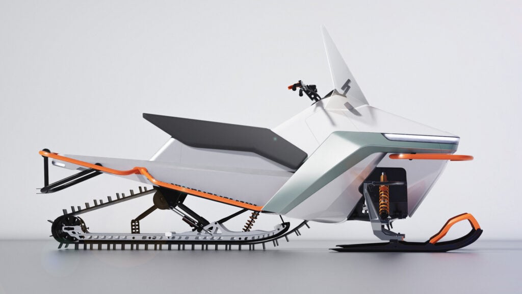 Vidde Alfa electric snowmobile snöskoter från sidan