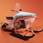 Vidde Alfa snöskoter mot orange bakgrund