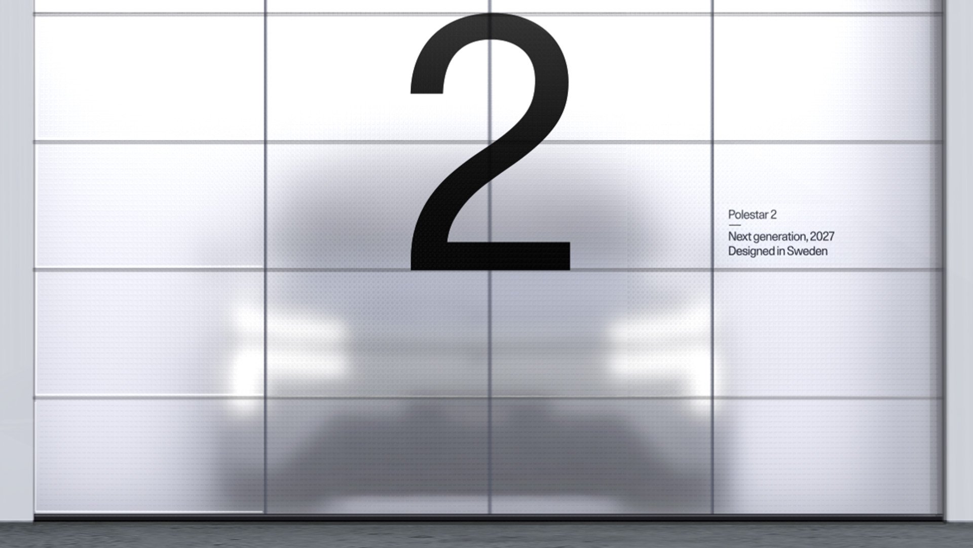 Nästa generation Polestar 2 bakom frostat glas