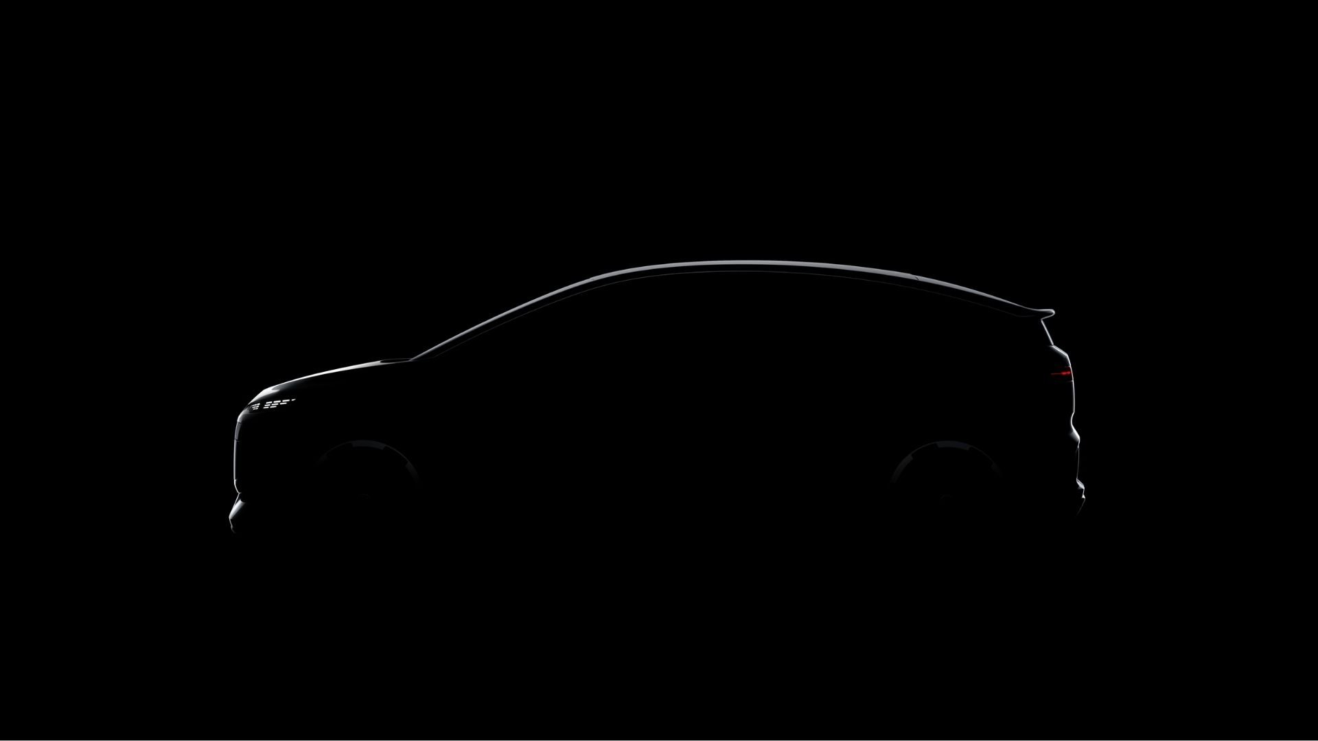 Teaserbild som visar silhuetten av nya Audi A2 e-tron inför premiären 2026