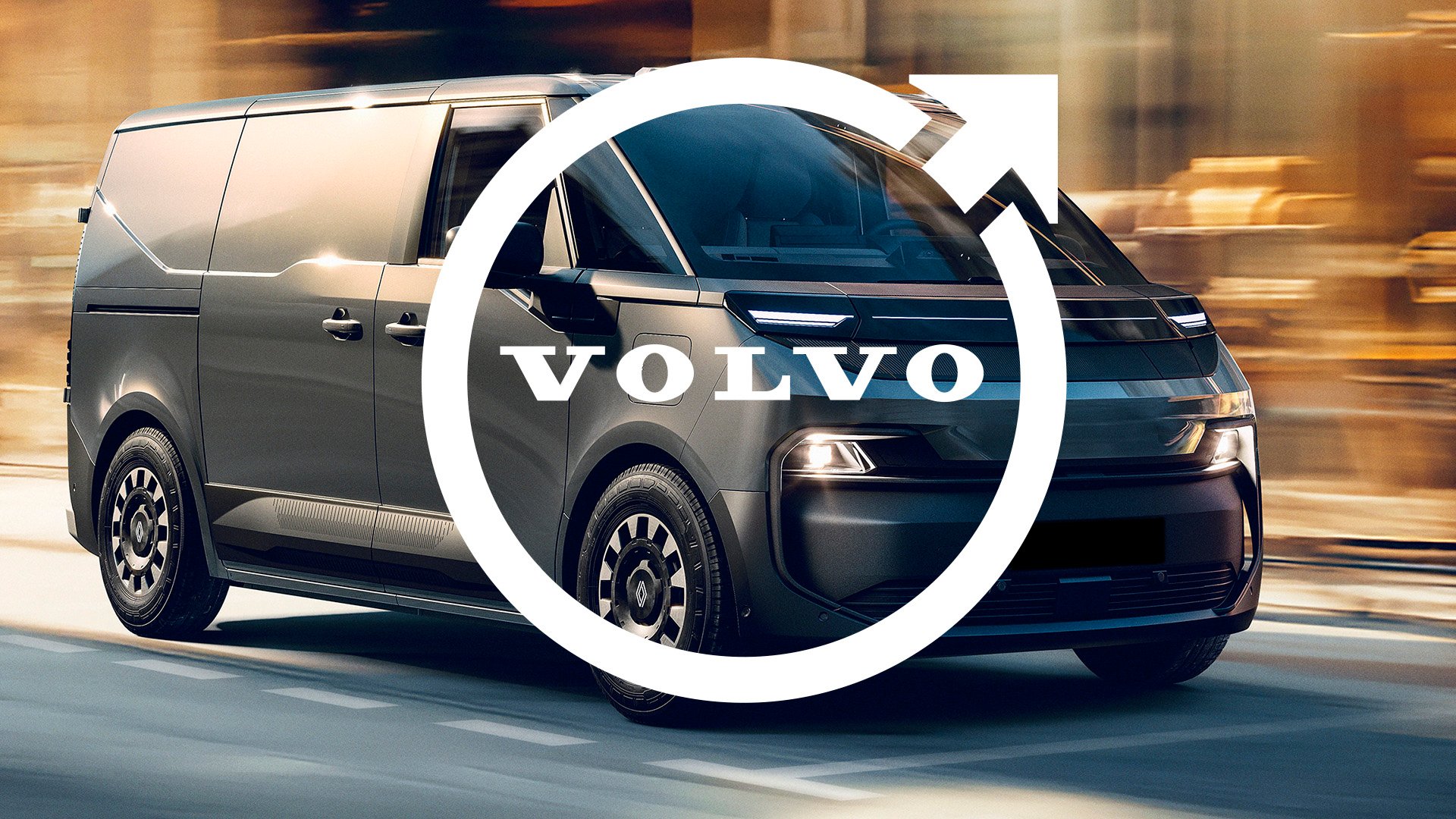 Renault Trafic Van E-Tech electric med Volvo-logga ovanpå