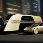 Elon Musk framför Teslas Robovan-koncept och en futuristisk personbil