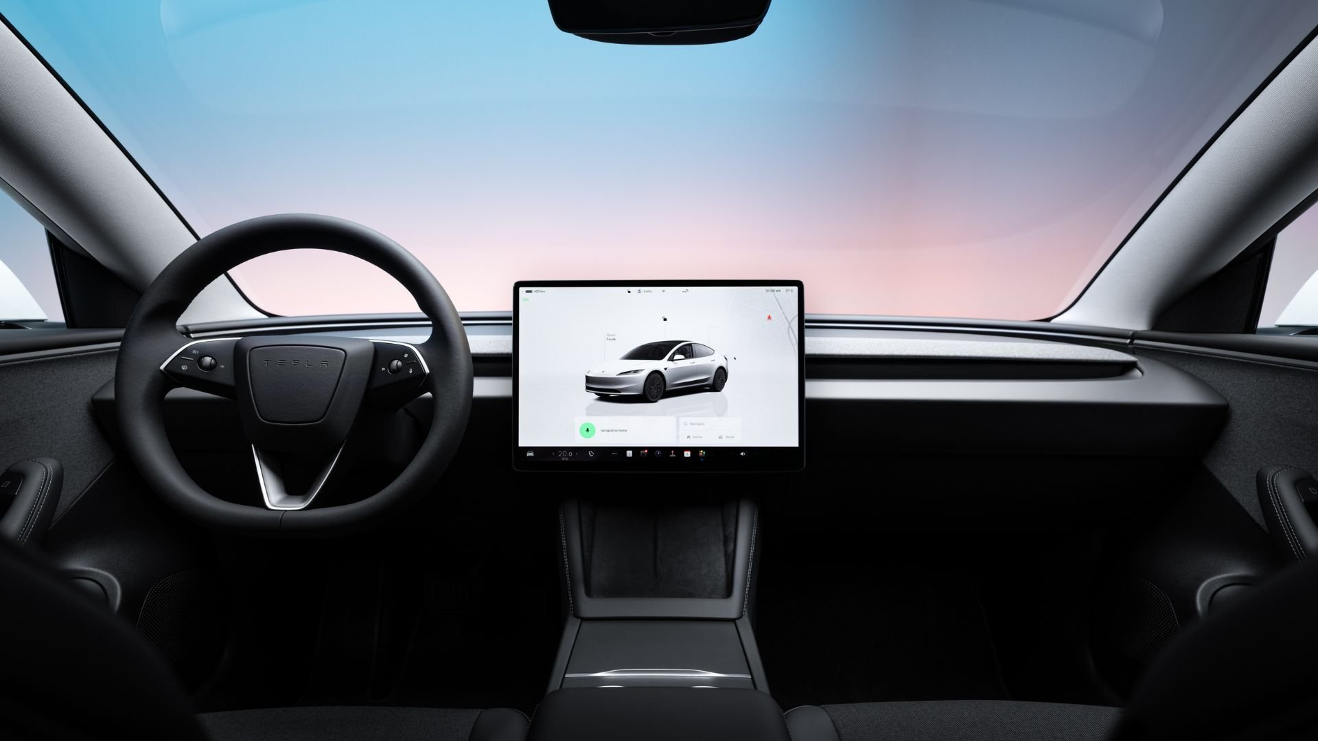 Interiör i Tesla Model 3 RWD med mittskärm