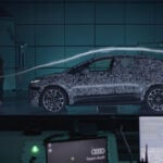 Audi A2 e-tron i profil i vindtunneln.