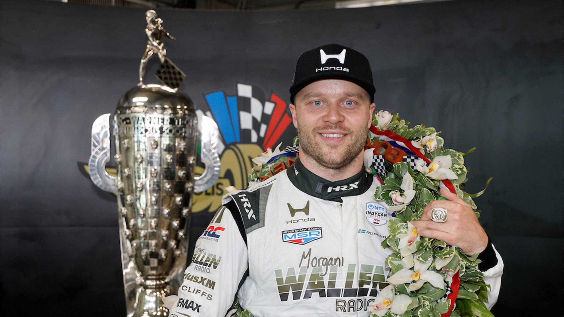 Felix Rosenqvist efter segern i Indy 500.