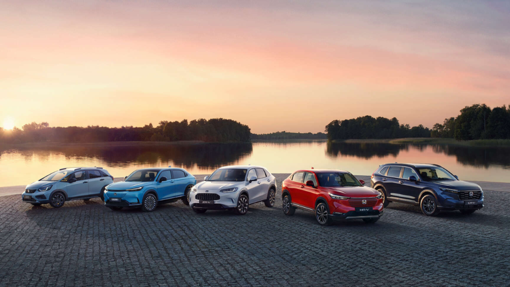 Några av Hondas bilar uppradade. (Foto: Honda)