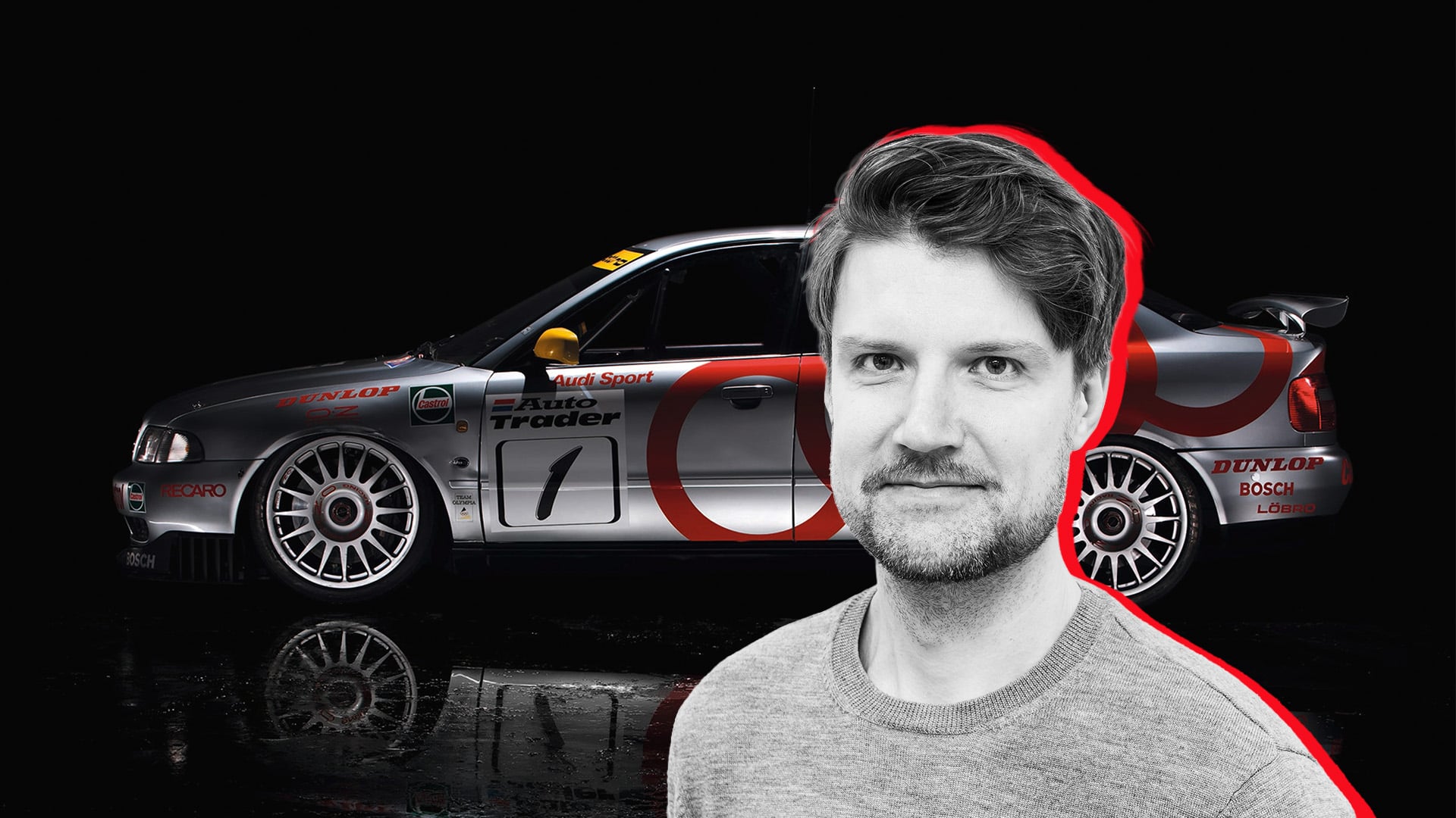 John Sempill inklippt på en Audi A4 STW-tävlingsbil.