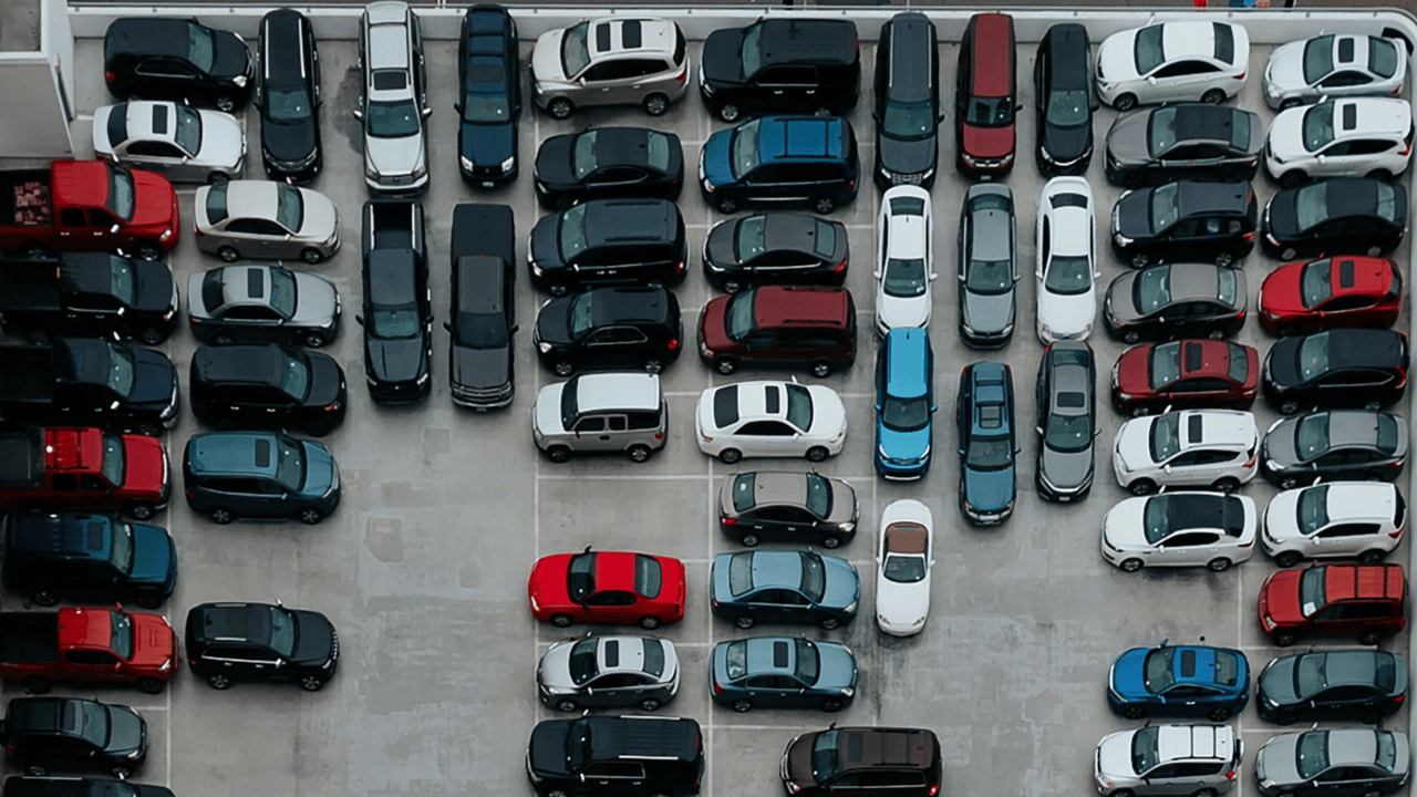 Enligt en ny rapport från Transport & Environment kan städer tvingas till drastiska åtgärder på grund av bilarnas tillväxt, däribland skatt per centimeter, något som kan påverka parkeringar som dessa. Foto: Canva