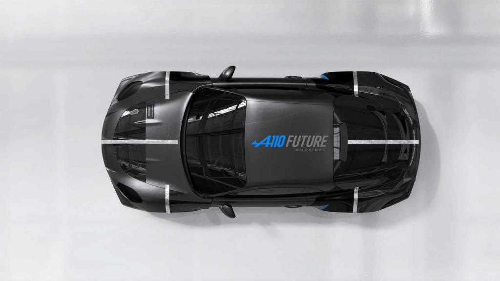 Trots den moderna elektriska drivlinan under skalet är de klassiska Alpine-linjerna tydliga på A110 FUTURE. Bakpartiet bär tydliga spår av den legendariska A110 Berlinette, nu omtolkad för en ny, utsläppsfri era. Foto: Alpine