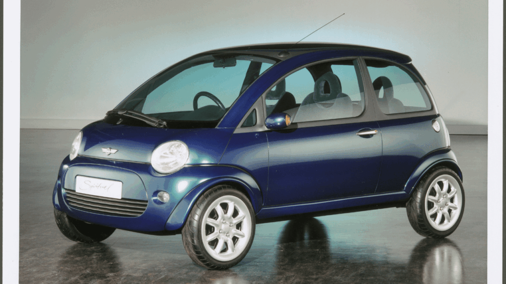 MINI Spiritual: Konceptbilen från 1997 som visade hur snett det kan gå när tradition ska möta framtid. På redaktionen håller vi tummarna för att den här udda skapelsen stannar kvar i historieböckerna och aldrig når vägarna. Foto: BMW Group