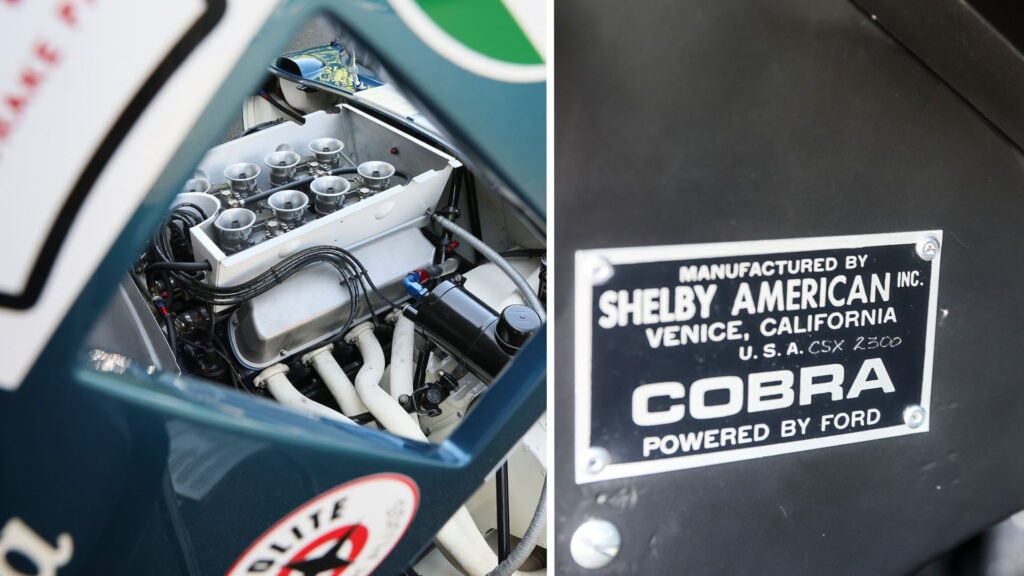 närbild på V8-motorn i Carroll Shelbys Cobra.