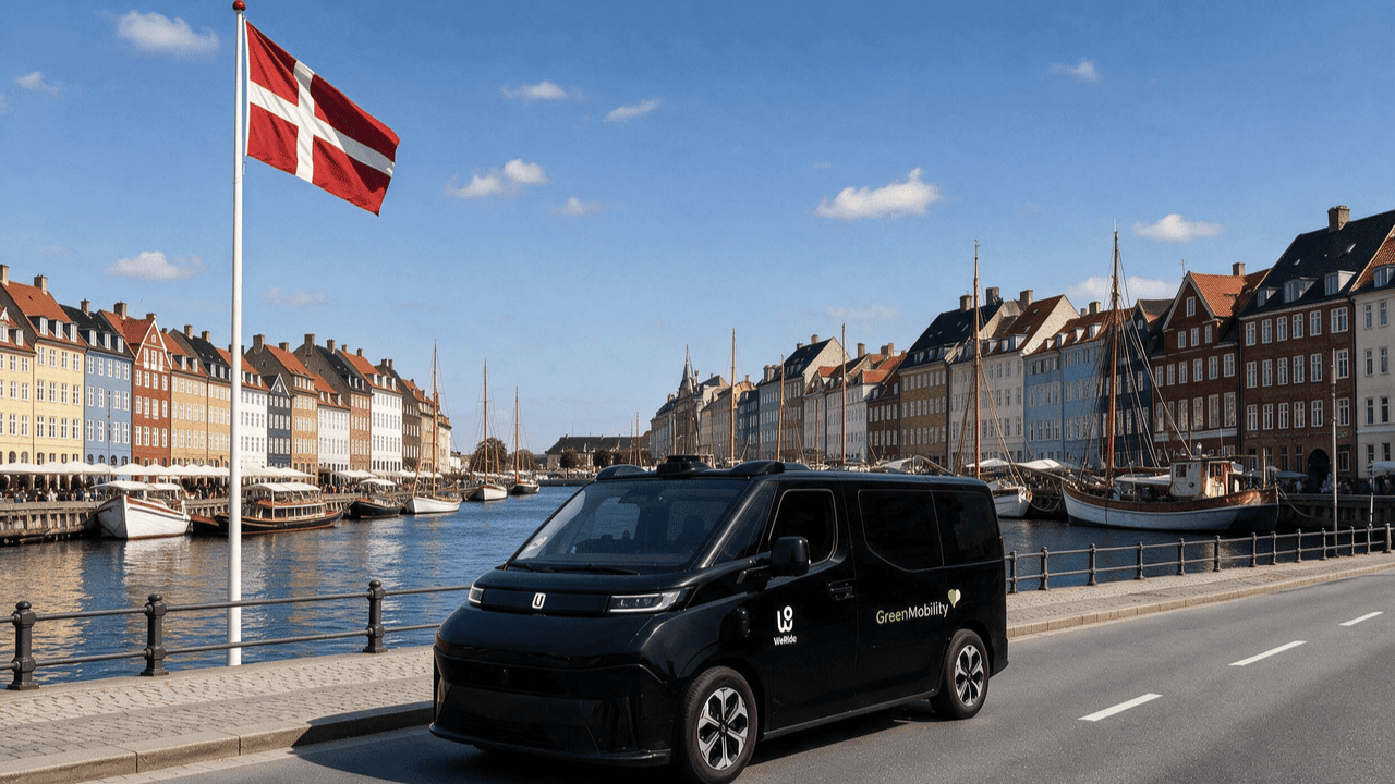 WeRide och GreenMobility lanserar Danmarks första robotaxitjänst år 2027. Tjänsten använder WeRides förarlösa bilar och GreenMobilitys elbilar. Foto: WeRide